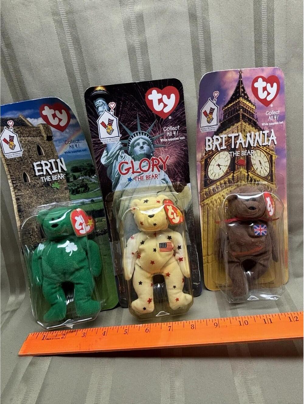 103 -TY Beanie Babies McDonalds International Bears Set (3) Glory-Britannia-Erin